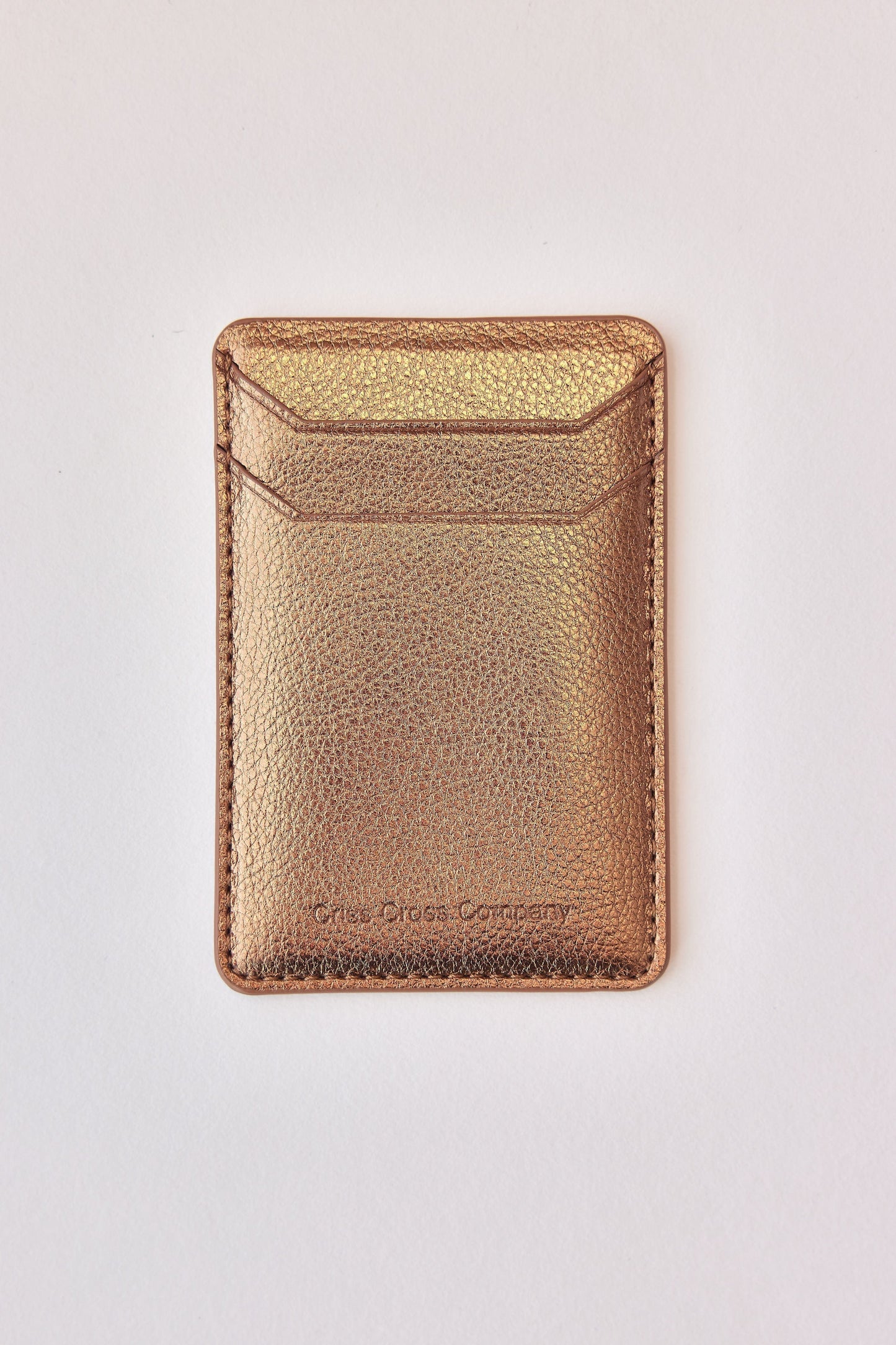 Sticky vegan leather phone wallet with dual card slots.