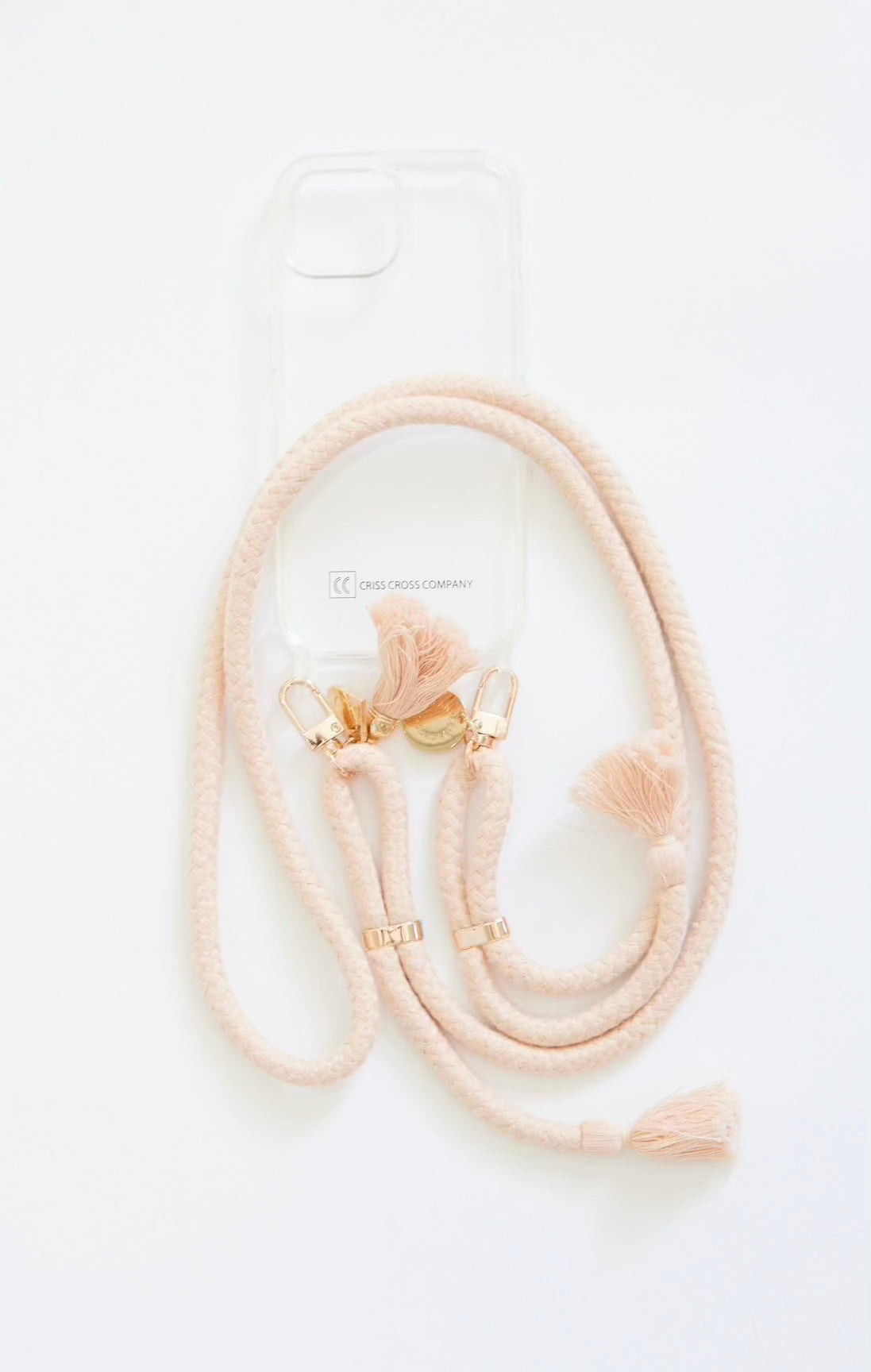 Bundles - Clear Cases with straps featuring a stylish pink rope design for versatile phone protection.