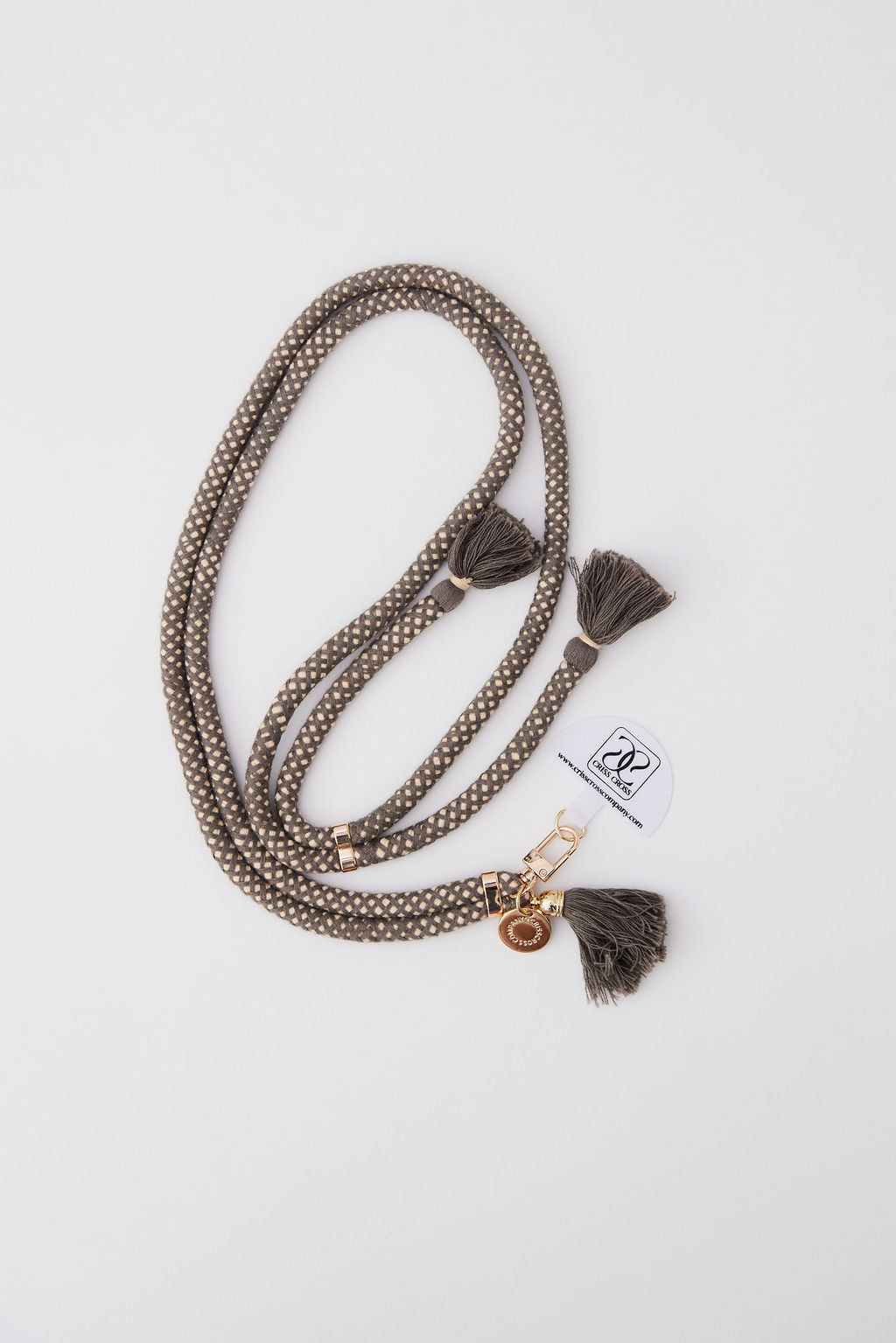 cotton phone straps with universal adapter, adjustable strap, gold carabiner