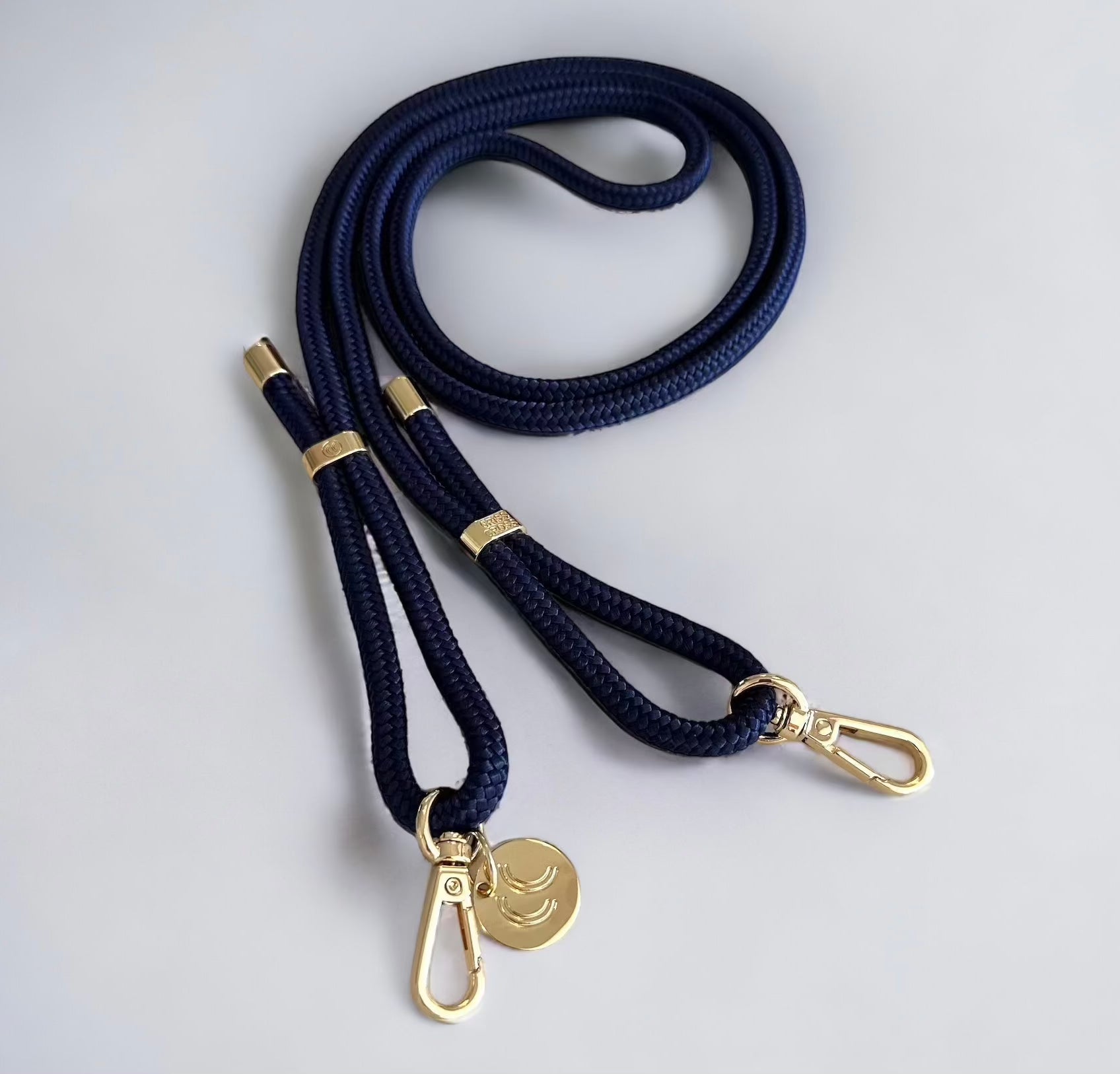 Detachable Poly Straps - Nautic with gold carabiners, adjustable polyester strap.