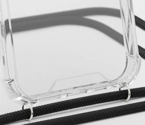 Clear phone case with rings for IP 11 - 14 series, designed for straps and wristlets.