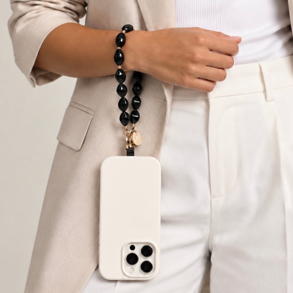 Beaded Phone Wristlet with Universal Adapter - Brown
