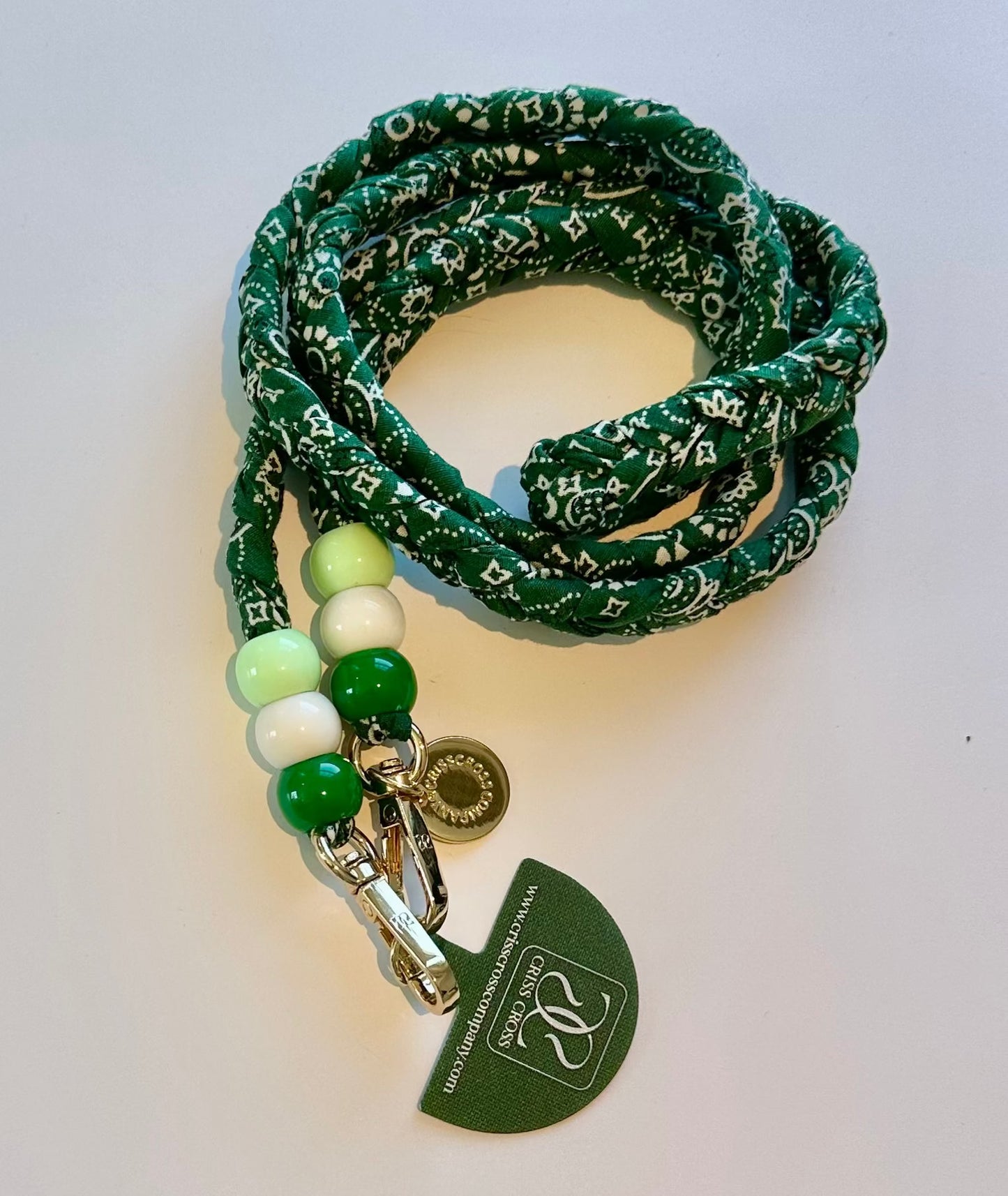 Bandana phone straps with soft cotton bandana pattern, universal adapter, and beaded ends for fully covered phone cases