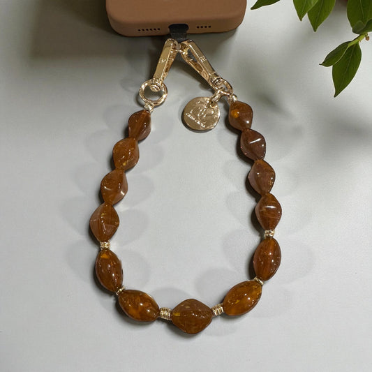 Beaded Phone Wristlet - Brown